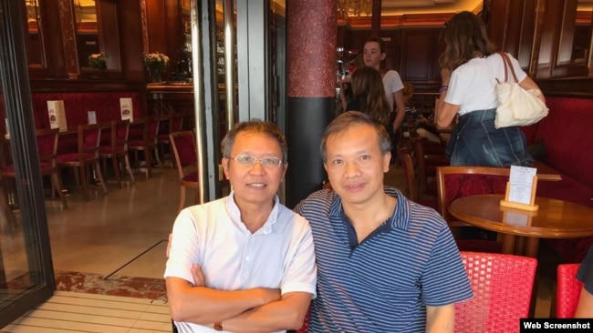 Nhà hoạt động Phạm Minh Hoàng và Nguyễn Văn Đài tại Pháp tháng 8/2018. Photo Facebook Nguyễn Văn Đài