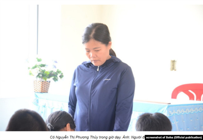 Cô giáo Nguyễn Thị Phương Thủy, người ra lệnh phạt tát một học sinh lớp 6 gây phẫn nộ trong xã hội