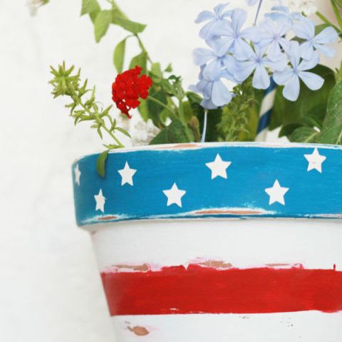 4th of july crafts - Patriotic Flower Pot