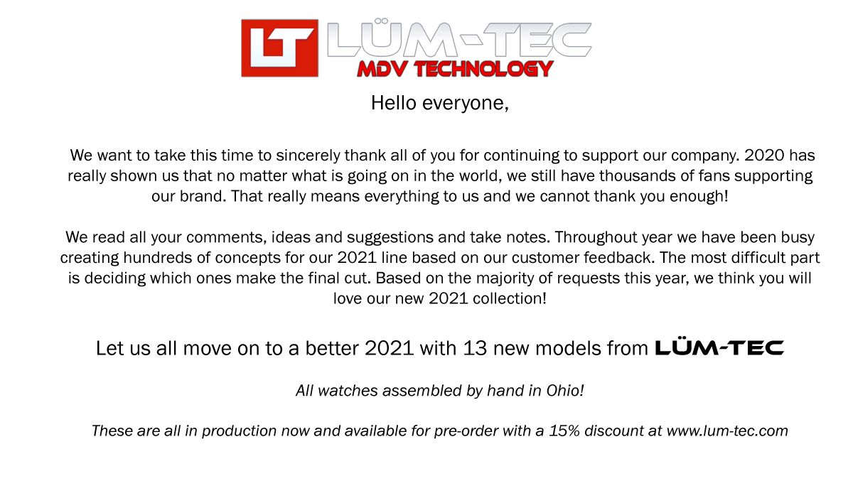 Introducing the 2021 model line from Lum-Tec!