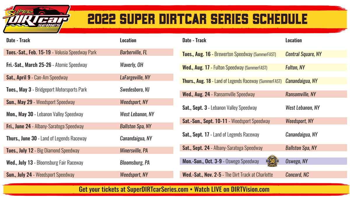 22 Super DIRTcar Series Calendar