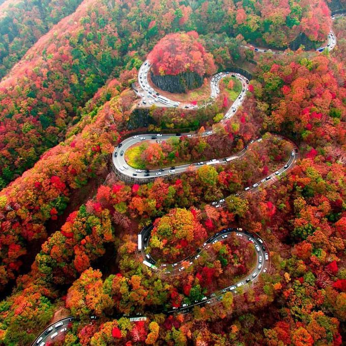 Mùa lá đỏ trên con đèo 48 khúc cua ở Nhật