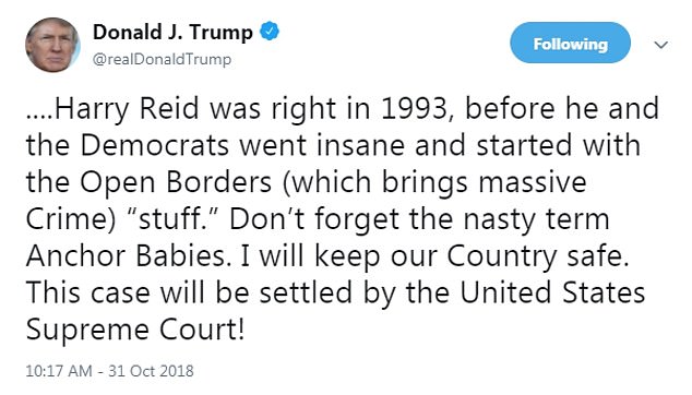 The president cited Democrat Harry Reid, who was a Nevada senat