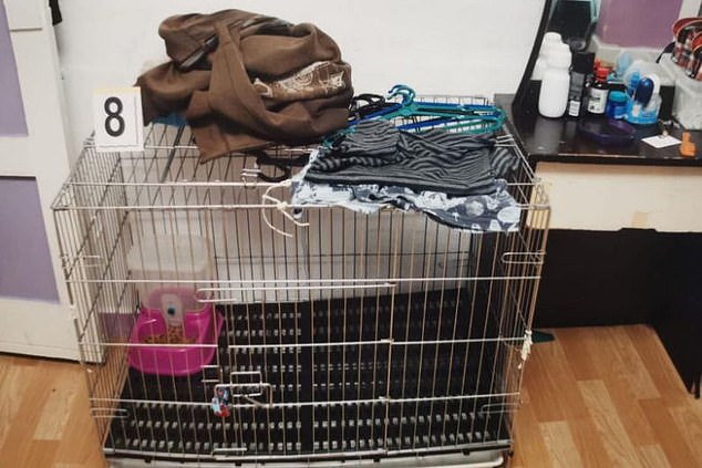 The cat cage that Arujunah and Rahman are accused of keeping their five-year-old son in before his death in October 2016