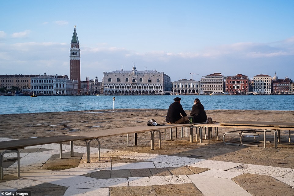 An empty St. Giorgio Maggiore island in Venice today. The Italian Government has taken unprecedented measures of a nationwide lockdown