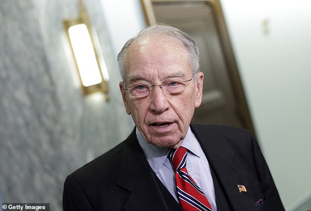 Maxey railed against the Senate Judiciary Committee and its GOP ranking member Chuck Grassley (pictured) for failing to respond to his offer of the laptop last year