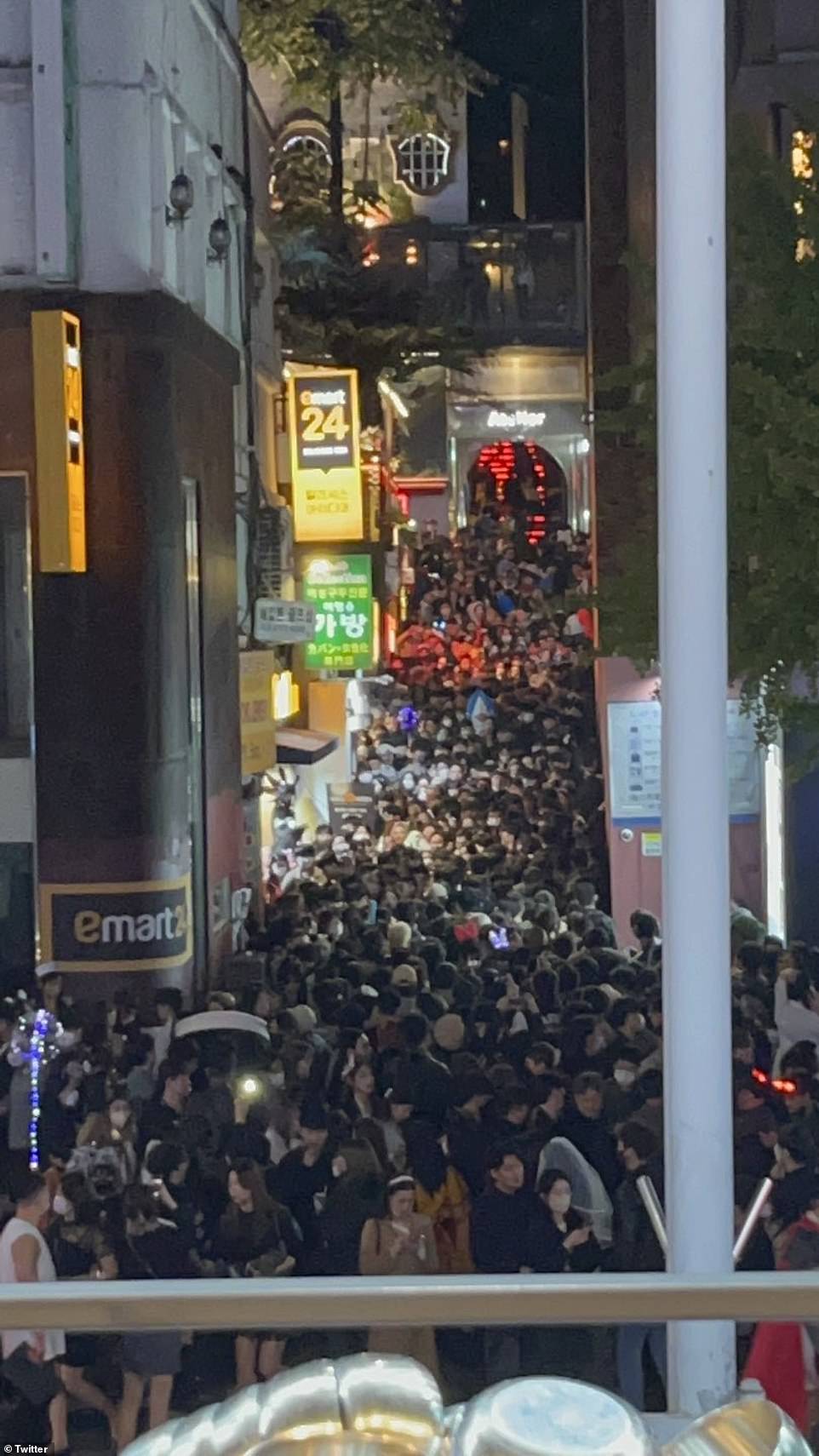 Images from shortly before the stampede show thousands of people packed into a tiny street