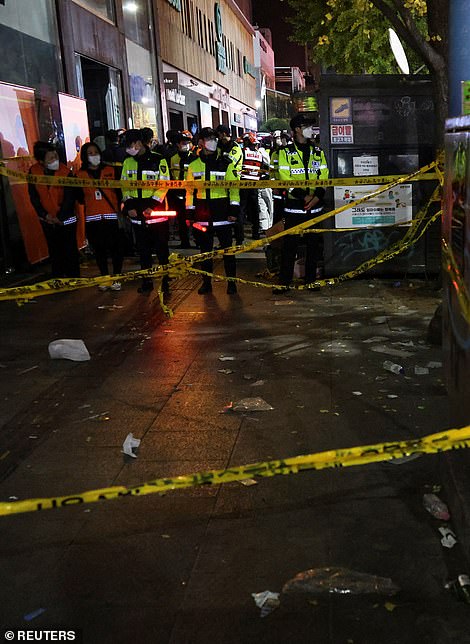 Large areas of Itaewon, Seoul's party district, have since been cordoned off by police