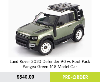 Land Rover 2020 Defender 90 w. Roof Pack Pangea Green 1:18 Model Car - Pre Order Now