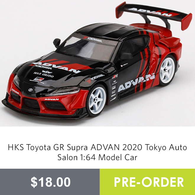 HKS Toyota GR Supra ADVAN 2020 Tokyo Auto Salon 1:64 Model Car