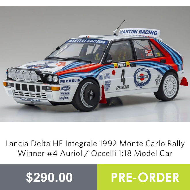 Lancia Delta HF Integrale 1992 Monte Carlo Rally Winner #4 Auriol / Occelli 1:18 Model Car