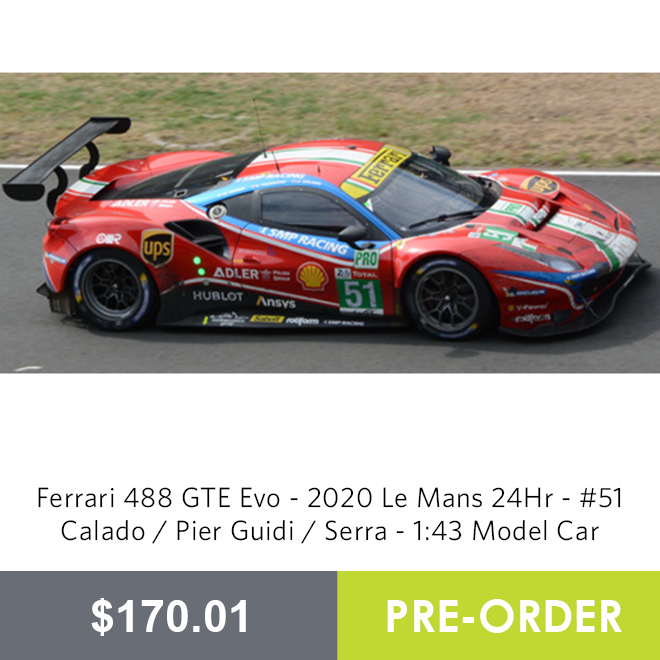Ferrari 488 GTE Evo - 2020 Le Mans 24Hr - #51 Calado / Pier Guidi / Serra - 1:43 Model Car