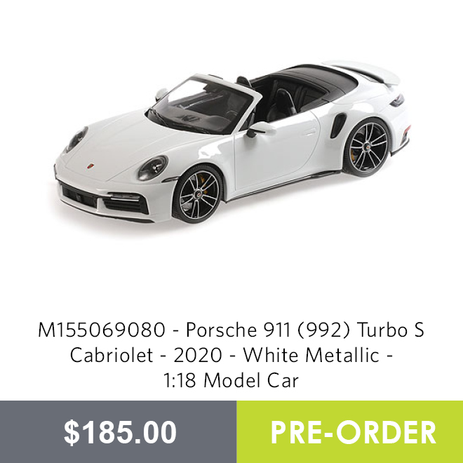 M155069080 - Porsche 911 (992) Turbo S Cabriolet - 2020 - White Metallic - 1:18 Model Car