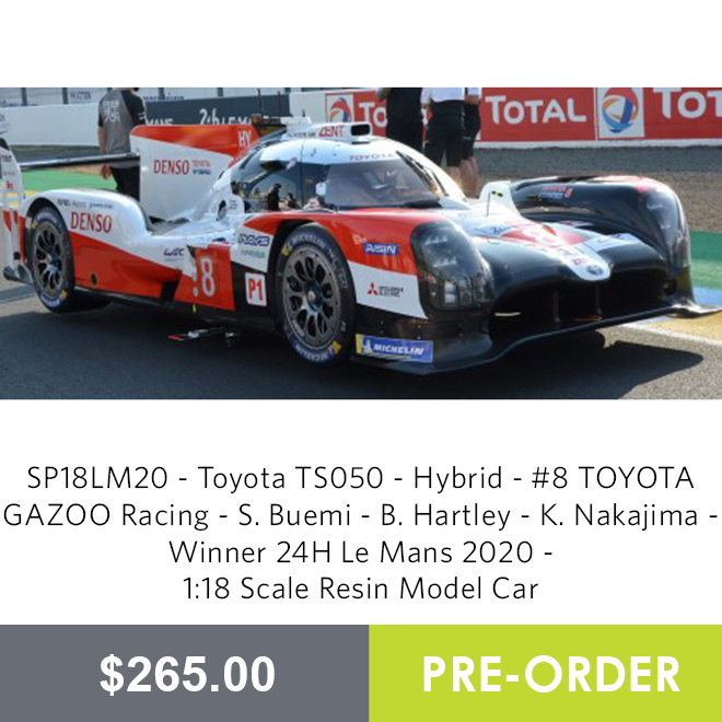 SP18LM20 - Toyota TS050 - Hybrid - #8 TOYOTA GAZOO Racing - S. Buemi - B. Hartley - K. Nakajima - Winner 24H Le Mans 2020 - 1:18 Scale Resin Model Car
