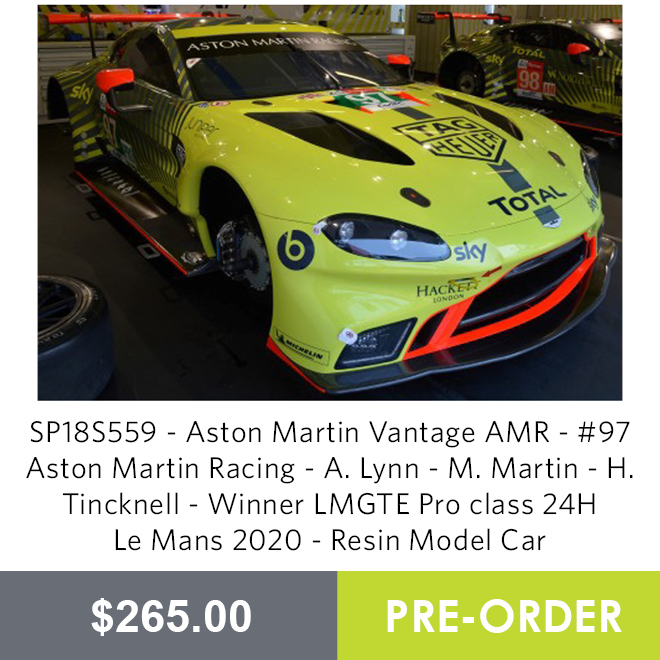 SP18S559 - Aston Martin Vantage AMR - #97 Aston Martin Racing - A. Lynn - M. Martin - H. Tincknell - Winner LMGTE Pro class 24H Le Mans 2020 - Resin Model Car