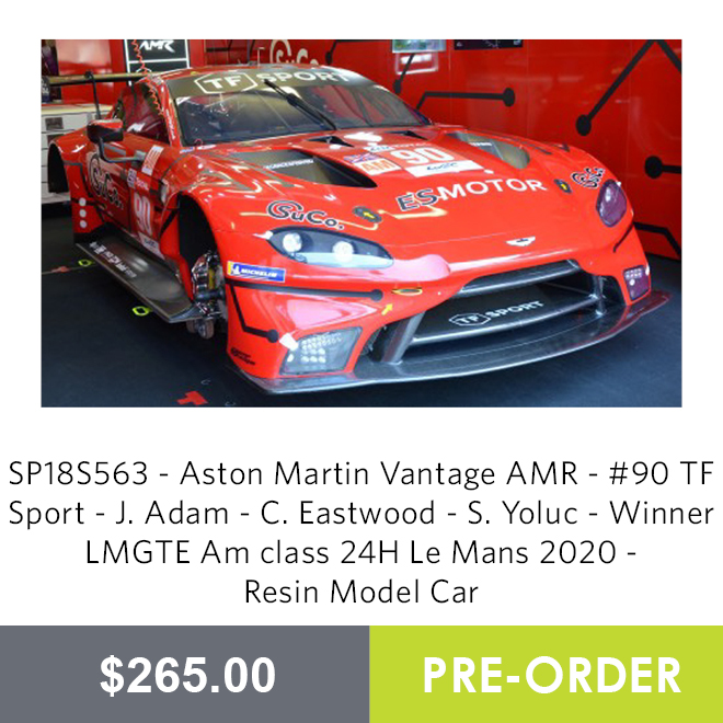 SP18S563 - Aston Martin Vantage AMR - #90 TF Sport - J. Adam - C. Eastwood - S. Yoluc - Winner LMGTE Am class 24H Le Mans 2020 - Resin Model Car