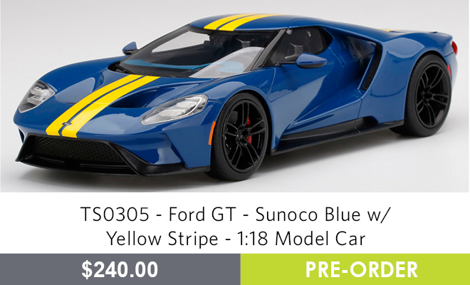 Ford GT - Sunoco Blue w/ Yellow Stripe - 1:18 Model Car