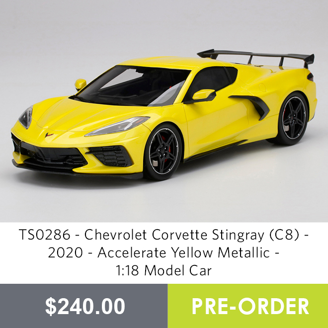 TS0286 - Chevrolet Corvette Stingray (C8) - 2020 - Accelerate Yellow Metallic - 1:18 Model Car