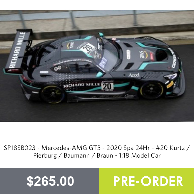 SP18SB023 - Mercedes-AMG GT3 - 2020 Spa 24Hr - #20 Kurtz / Pierburg / Baumann / Braun - 1:18 Model Car
