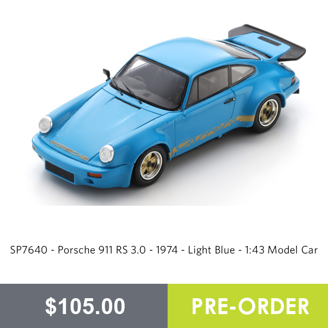 SP7640 - Porsche 911 RS 3.0 - 1974 - Light Blue - 1:43 Model Car