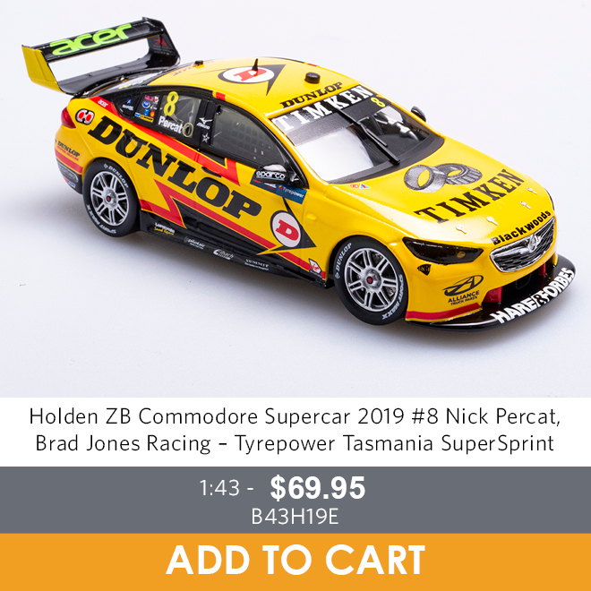 Holden ZB Commodore Supercar - 2019 Tasmania SuperSprint - #8 Nick Percat - 1:43 Model Car - Buy Now