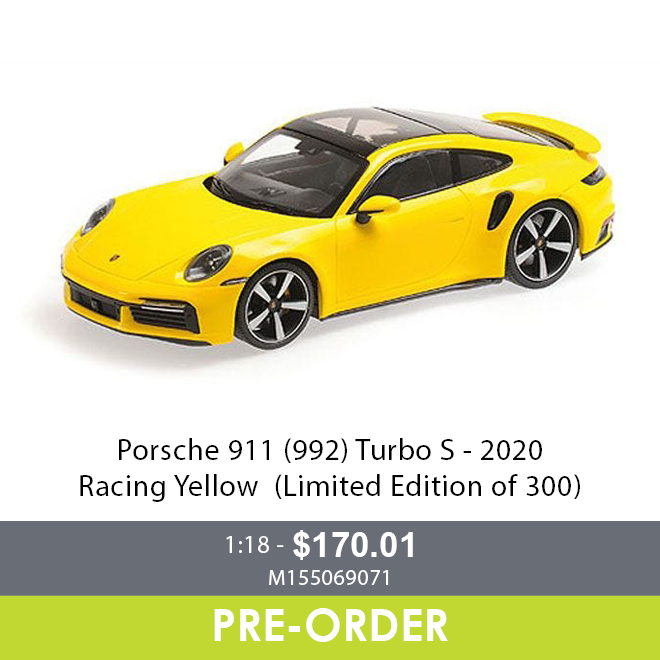 Porsche 911 (992) Turbo S – 2020 – Racing Yellow – 1:18 Diecast Model Car