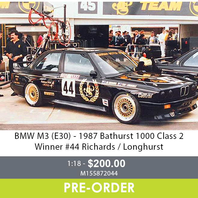 BMW M3 (E30) - 1987 Bathurst 1000 Class 2 Winner - #44 Jim Richards / Tony Longhurst - 1:18 Diecast Model Car