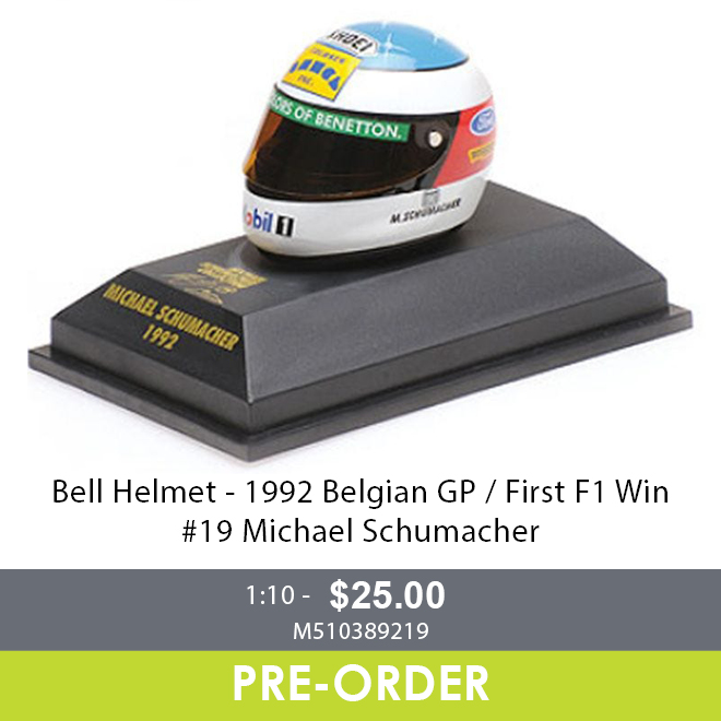 Bell Helmet - 1992 Belgian GP / First F1 Win - #19 Michael Schumacher - 1:10 ABS Model Helmet