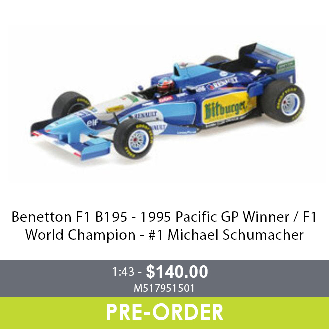 Benetton B195 - 1995 Pacific GP Winner / F1 World Champion - #1 Michael Schumacher - 1:43 Resin Model Car