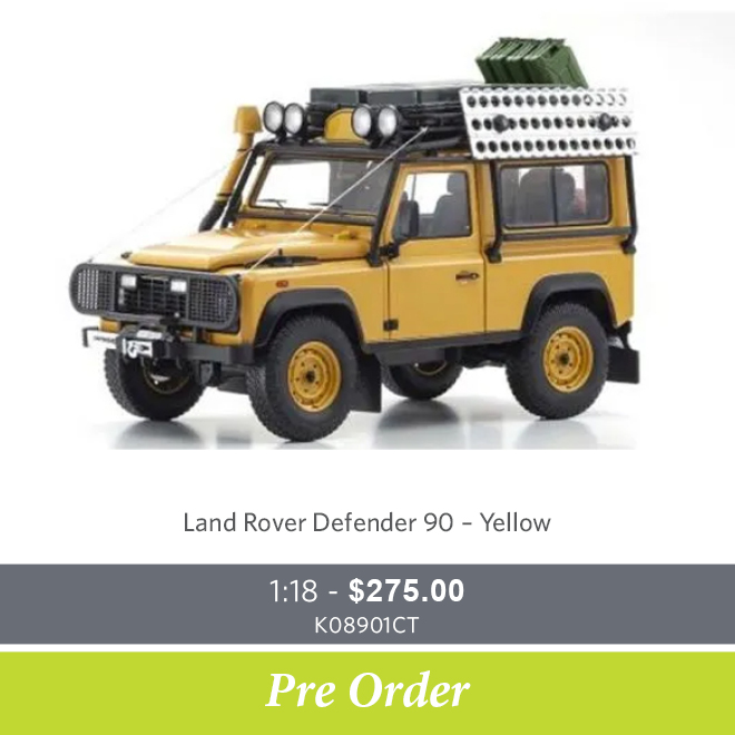 K08901CT – Land Rover Defender 90 – Yellow – 1:18 Model Car - Pre Order Now