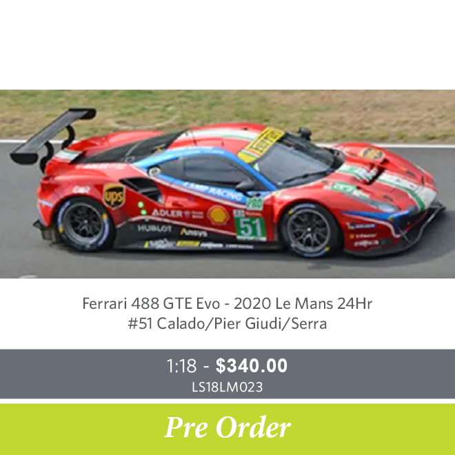 LS18LM023 - Ferrari 488 GTE Evo - 2020 Le Mans 24Hr - #51 Calado / Pier Giudi / Serra - 1:18 Model Car - Shop Now