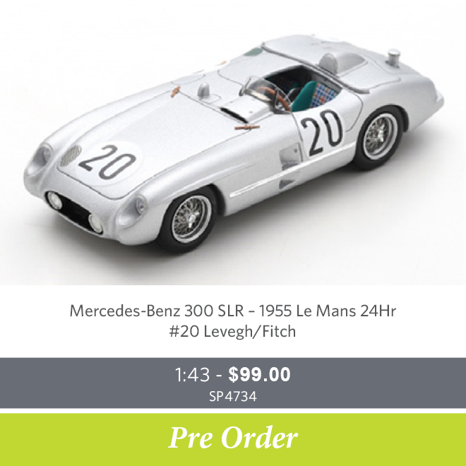 SP4734 – Mercedes-Benz 300 SLR – 1955 Le Mans 24Hr - #20 Levegh / Fitch – 1:43 Model Car - Pre Order Now