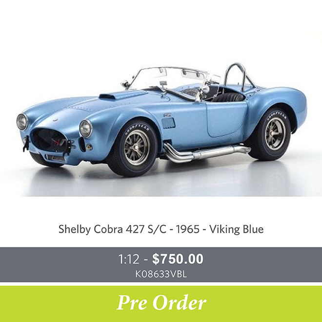 K08633VBL – Shelby Cobra 427 S/C - 1965 - Viking Blue - 1:12 Model Car - Pre Order Now