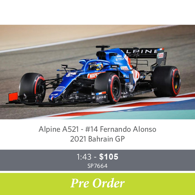 Alpine A521 - #14 Fernando Alonso – 2021 Bahrain GP - Pre Order Now
