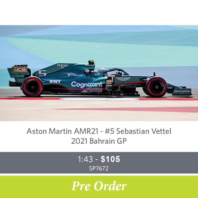Aston Martin AMR21 - #5 Sebastian Vettel – 2021 Bahrain GP - Pre Order Now