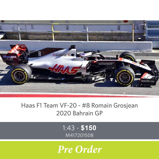 Haas F1 Team VF-20 - #8 Romain Grosjean – 2020 Bahrain GP – 1:43 - Pre-Order Now