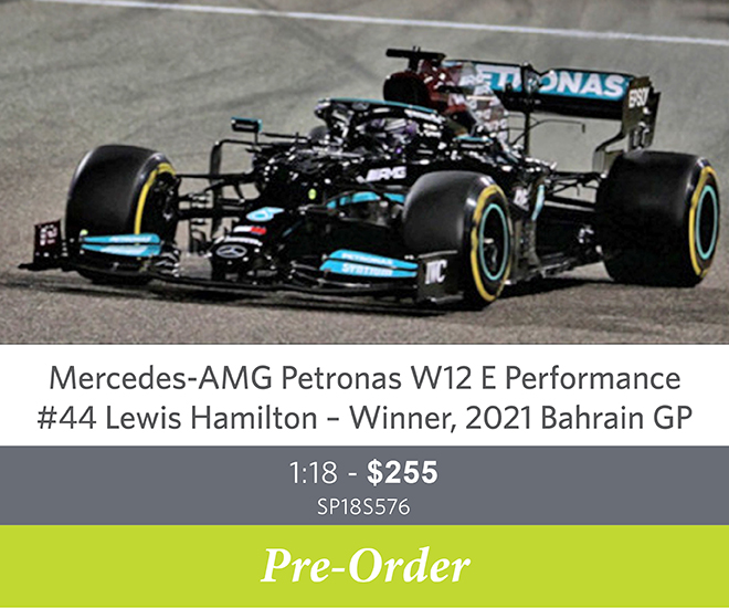 Mercedes-AMG Petronas W12 E Performance - #44 Lewis Hamilton – Winner, 2021 Bahrain GP – 1:18 - $255 - Preorder Now