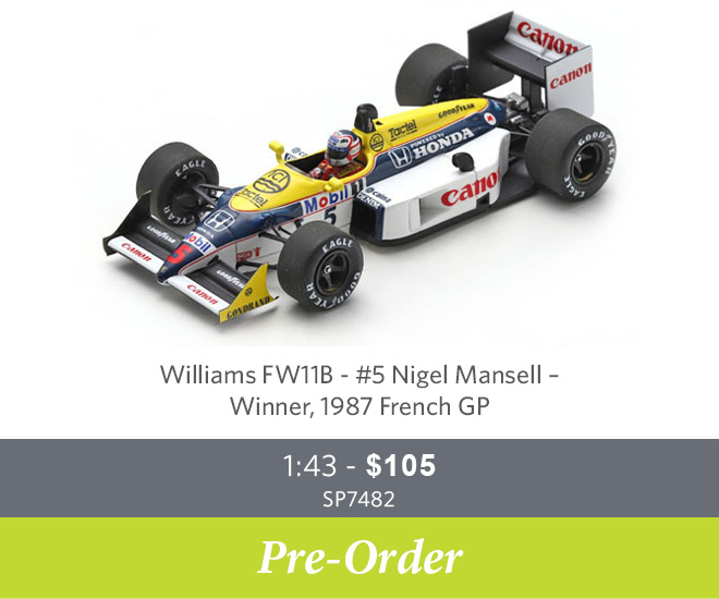 SP7482 – Williams FW11B - #5 Nigel Mansell – Winner, 1987 French GP - Pre Order