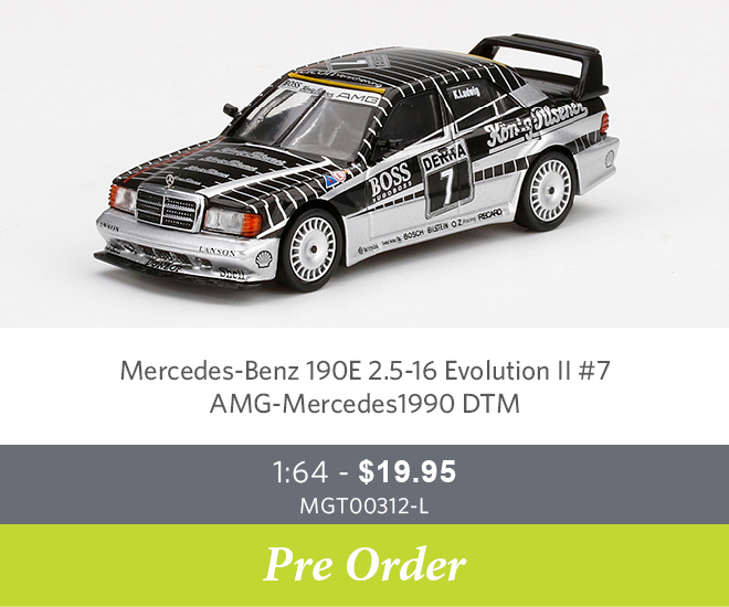 Mercedes-Benz 190E 2.5-16 Evolution II #7  AMG-Mercedes1990 DTM   1:64 – $19.95 MGT00312-L - Pre Order Now