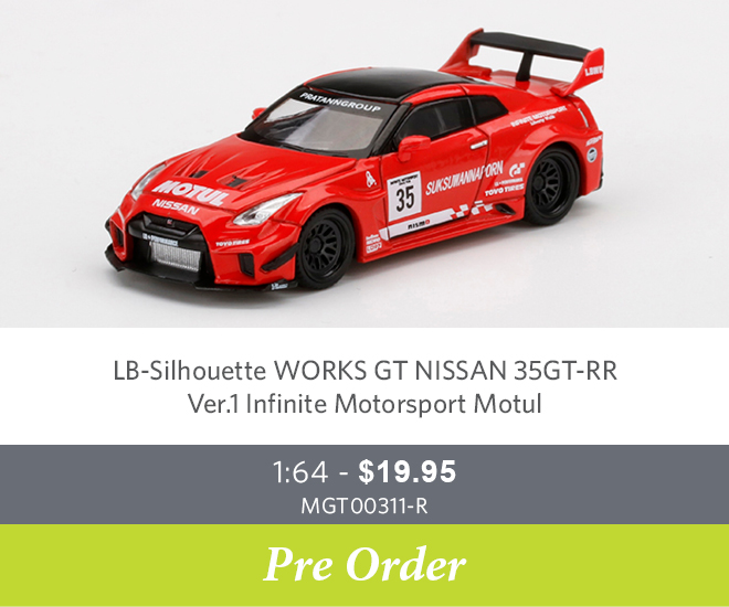 LB-Silhouette WORKS GT NISSAN 35GT-RR  Ver.1 Infinite Motorsport Motul  -  1:64 - $19.95 MGT00311-R - Pre Order Now