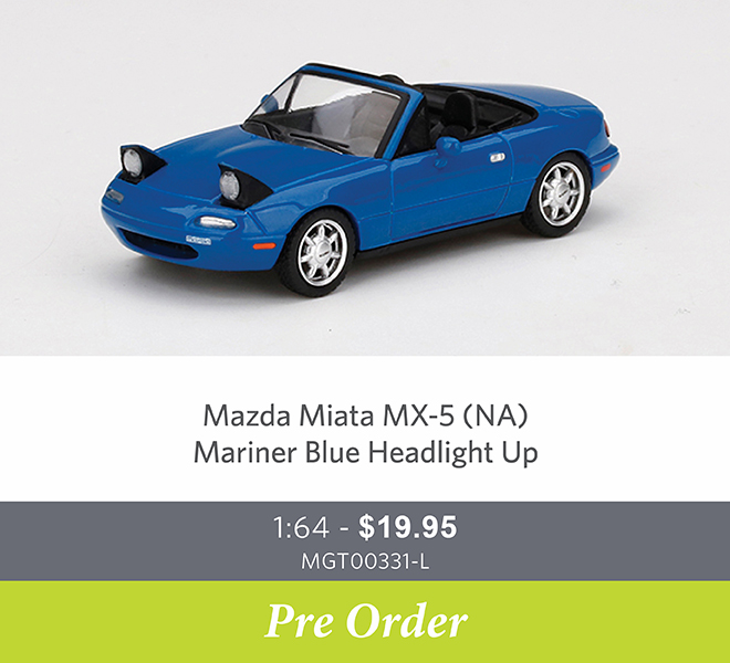 Mazda Miata MX-5 (NA) Mariner Blue Headlight Up - 1:64 Scale Diecast Model Car - Pre Order Now