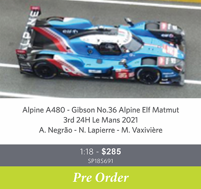 Alpine A480 - Gibson No.36 Alpine Elf Matmut - 3rd 24H Le Mans 2021 - A. Negrão - N. Lapierre - M. Vaxivière - 1:43 Scale Resin Model Car - Pre Order Now