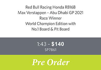 Red Bull Racing Honda RB16B Max Verstappen – Abu Dhabi GP 2021 Race Winner World Champion Edition with No.1 Board, Pit Board and Acrylic Cover - Pre Order Now