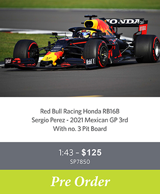 Red Bull Racing Honda RB16B Sergio Perez - 2021 Mexican GP 3rd With no. 3 Pit Board - Pre Order Now