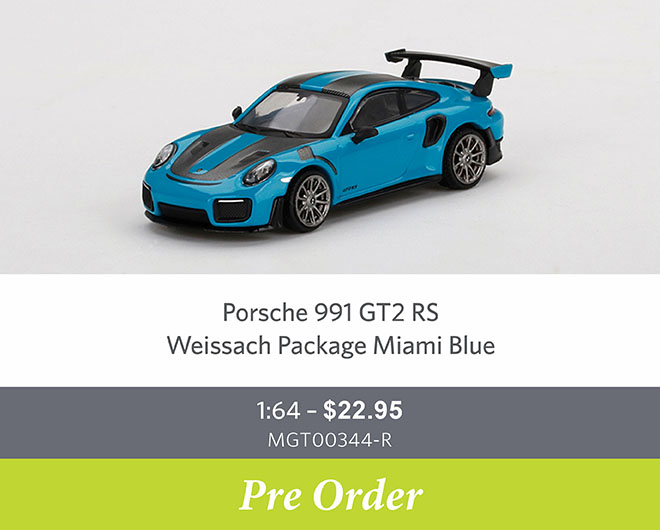 Porsche 991 GT2 RS Weissach Package Miami Blue 1:64 - $22.95 MGT00344-R - Pre Order Now
