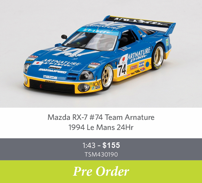 Mazda RX-7 #74 Team Arnature 1994 Le Mans 24Hr. 1:43 - $155 TSM430190 - Pre Order Now