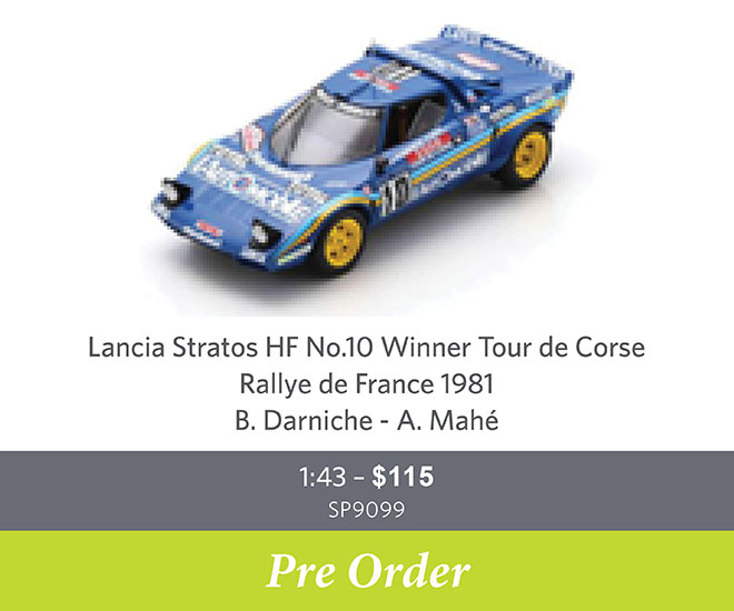 Lancia Stratos HF No.10 Winner Tour de Corse Rallye de France 1981 B. Darniche - A. Mahé- Pre Order Now