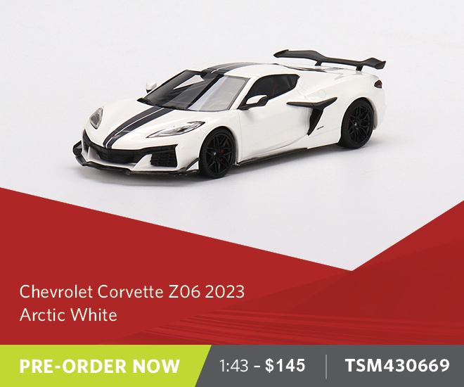 Chevrolet Corvette Z06 2023 Arctic White - 1:43 Scale Resin Model Car - Pre Order Now