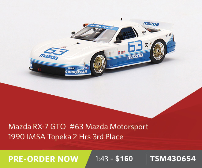 Mazda RX-7 GTO #63 Mazda Motorsport 1990 IMSA Topeka 2 Hrs 3rd Place - 1:43 Scale Resin Model Car - Pre Order Now
