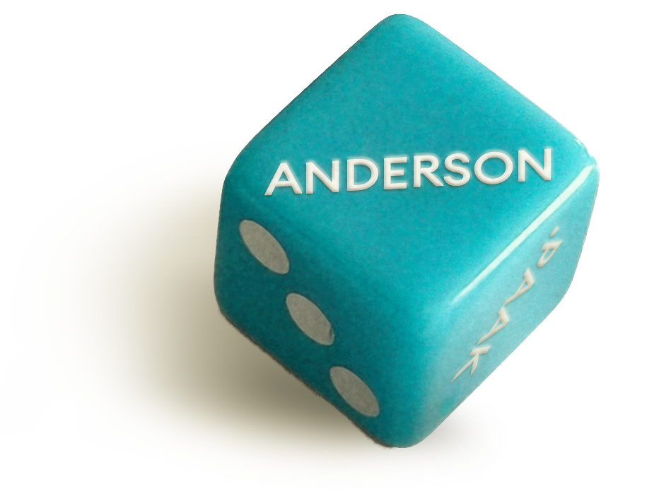 Dice with Anderson .Paak written on it